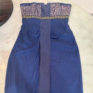 Vintage Nicole Miller Collection Strapless Mixed-Media Bodycon Cocktail Dress